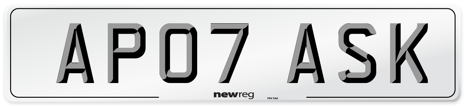 AP07 ASK Number Plate from New Reg